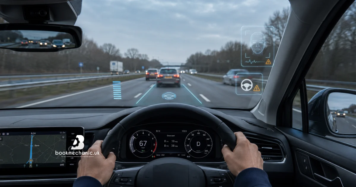 Driver-monitoring camera tracking the driver’s eyes and head position